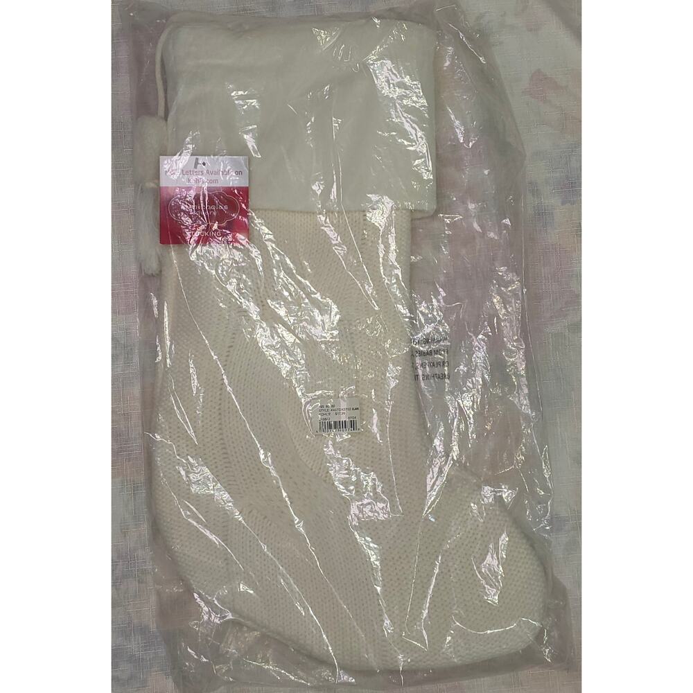 St. Nicholas Square Ivory Cream Cable Knit Christmas Stocking No Letter 18"